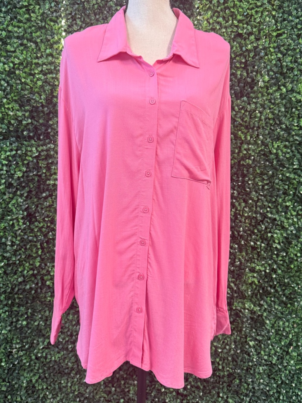 torrid Hot Pink Button-Front Collared Tunic